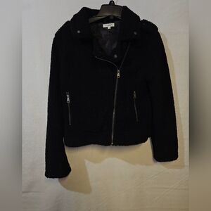 Max Studio  Black Teddy Moto Jacket